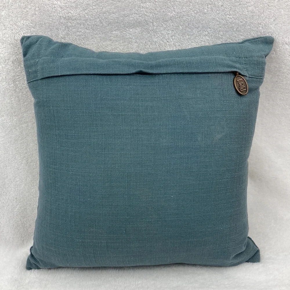 Pier 1 VTG Teal & Cream Beaded Decorative Pillow 12 x 12